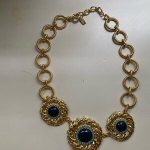 Lilly Pulitzer Gold and Blue Medallion Necklace